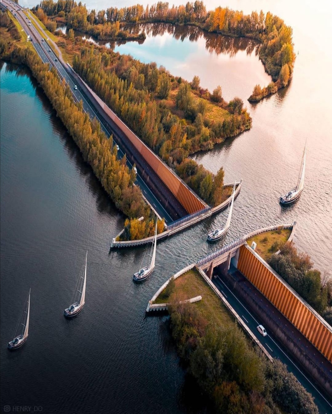 Amazing view of the Veluwemeer Aqueduct