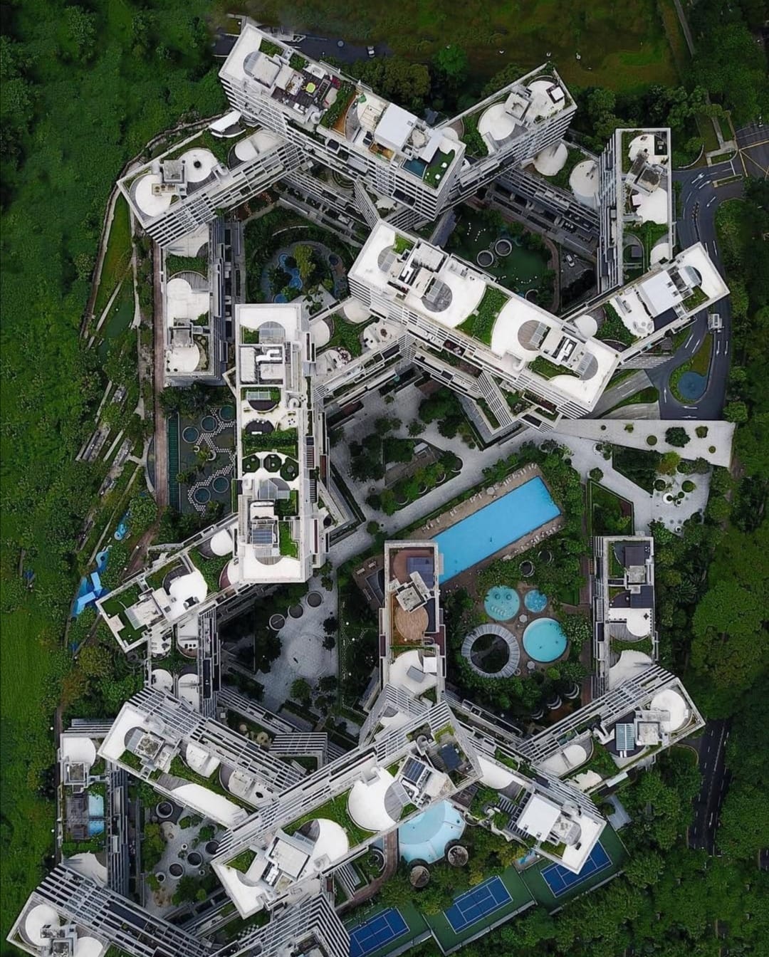 Aerial view of the interlace apartment